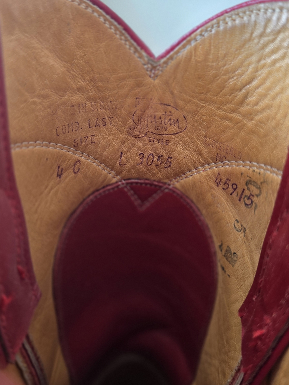 Vintage Justin Red Leather Roper Cowboy Boots Style L3055 - Picture 3 of 4